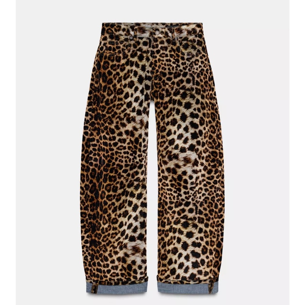 Zara flocked animal print pants, ZW limited collection